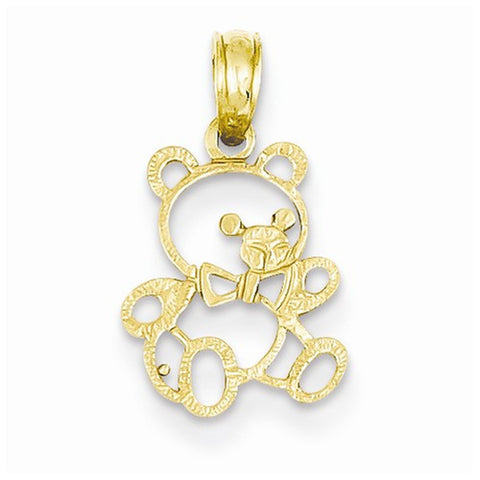 14k Gold Small Cut-Out Teddy Bear Pendant, Pendants for Necklace