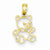 14k Gold Small Cut-Out Teddy Bear Pendant, Pendants for Necklace
