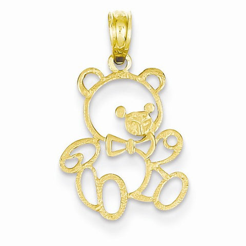 14k Gold Large Cut-Out Teddy Bear Pendant, Pendants for Necklace