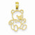 14k Gold Large Cut-Out Teddy Bear Pendant, Pendants for Necklace