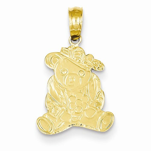 14k Gold Dressed Up Teddy Bear Pendant, Pendants for Necklace