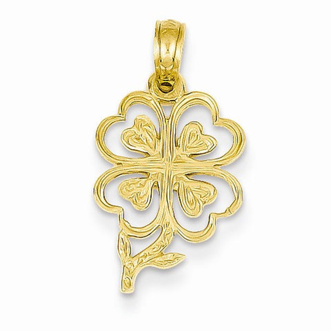 14k Gold Shamrock with Stem Pendant, Pendants for Necklace