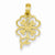 14k Gold Shamrock with Stem Pendant, Pendants for Necklace