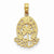 14k Gold Good Luck w/Horseshoe and Clover Pendant, Pendants for Necklace