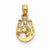 14k Gold Horseshoe with Horse Head Pendant, Pendants for Necklace