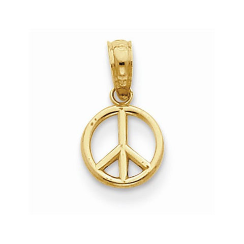 14k Gold Polished Peace Symbol pendant, Charm