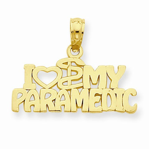 14k Gold I Heart My Paramedic Pendant, Pendants for Necklace