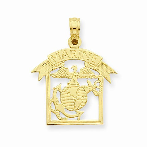14k Gold Framed Marine Pendant, Pendants for Necklace