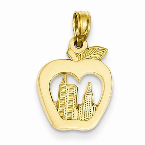 14k Gold New York Skyline in Apple Pendant, Pendants for Necklace