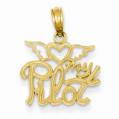 14k Gold Heart My Pilot Pendant, Pendants for Necklace