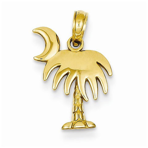 14k Gold Charleston Palm Tree with Moon Pendant, Pendants for Necklace