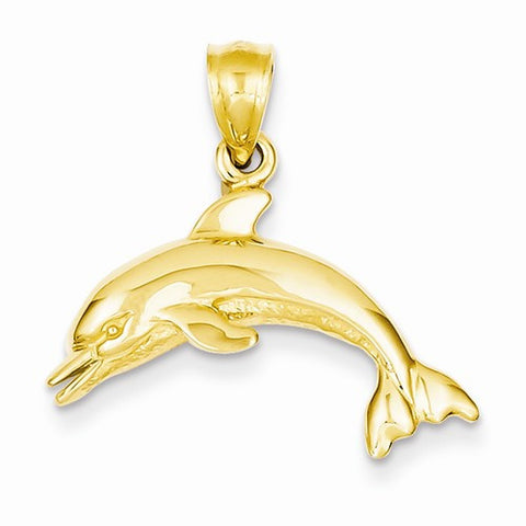 14k Gold Open Mouth Jumping Dolphin Pendant, Pendants for Necklace