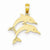 14k Gold Double Dolphins Pendant, Pendants for Necklace