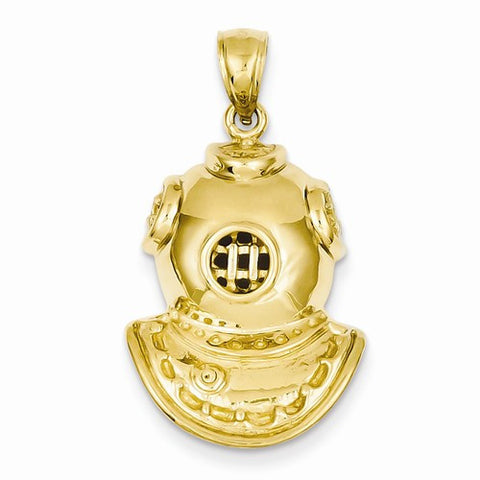 14k Gold Divers Helmet Pendant, Pendants for Necklace