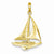 14k Gold 2-D Sailboat Pendant, Pendants for Necklace