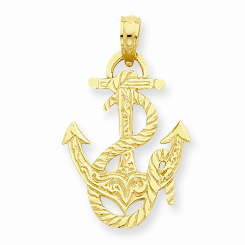 14k Gold Anchor and Rope Pendant, Pendants for Necklace