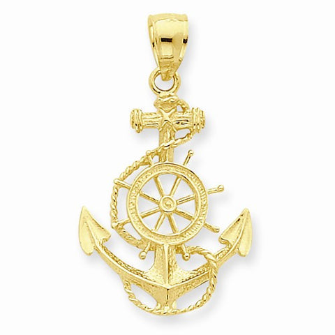 14k Gold Anchor and Wheel Pendant, Pendants for Necklace