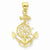14k Gold Anchor and Wheel Pendant, Pendants for Necklace