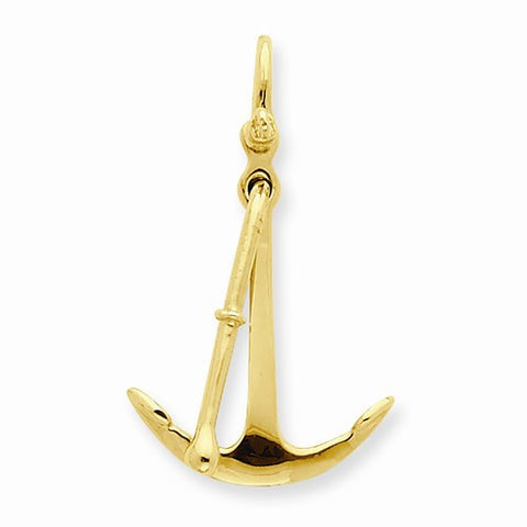 14k Gold 3-D Moveable Anchor Pendant, Pendants for Necklace