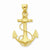 14k Gold 2-D Anchor with Rope Pendant, Pendants for Necklace