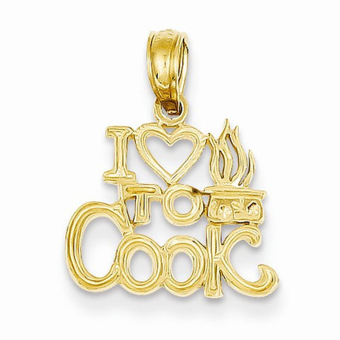 14k Gold I Heart to Cook Pendant, Pendants for Necklace