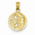 14k Gold Polished Flat-Backed Moon with Three Stars Pendant, Pendants for Necklace