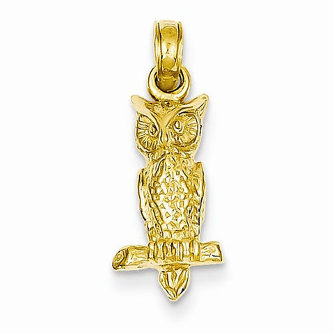 14k Gold 3-D Owl Pendant, Pendants for Necklace