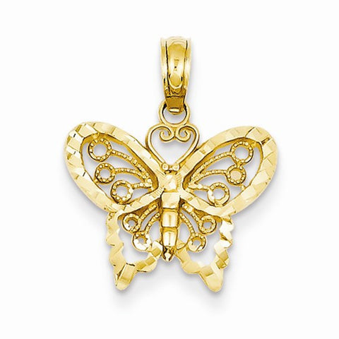 14k Gold Diamond-cut Butterfly pendant, Exquisite Pendants for Necklace