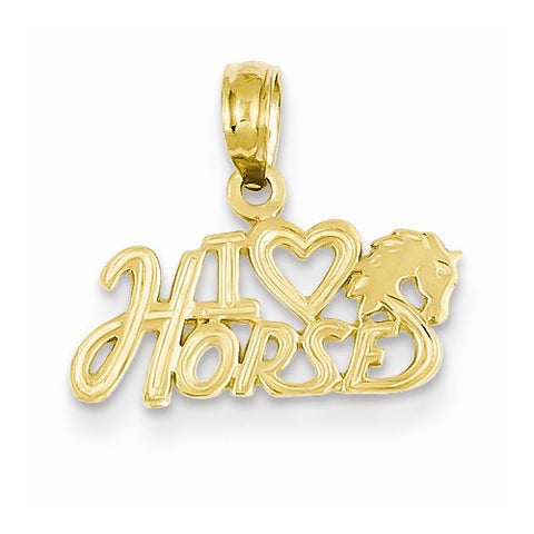 14k Gold I Heart Horses Pendant, Pendants for Necklace