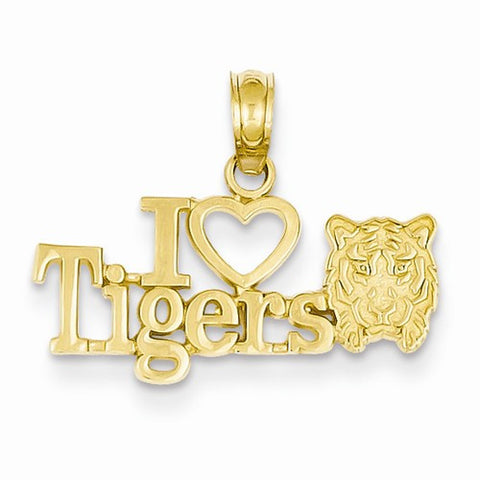 14k Gold I Heart Tigers Pendant, Pendants for Necklace