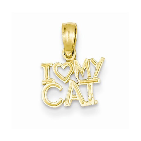 14k Gold I Heart My Cat Pendant, Pendants for Necklace