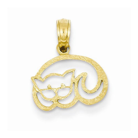 14k Gold Sleeping Cat Pendant, Pendants for Necklace
