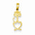 14k Gold Cat w/Heart Cut-out Belly Pendant, Pendants for Necklace
