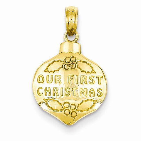 14k Gold Our First Christmas Ornament Pendant, Pendants for Necklace