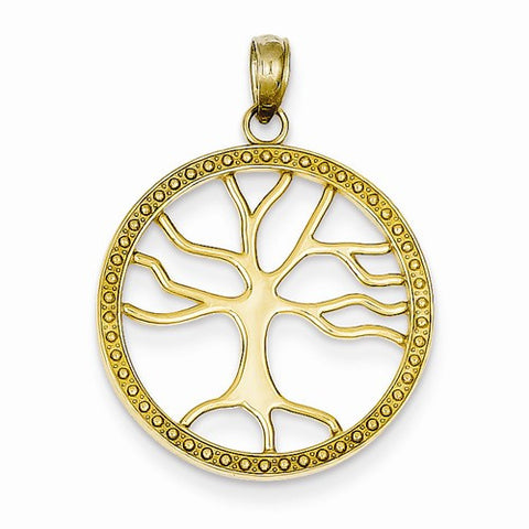 14k Gold Tree of Life in Round Frame Pendant, Pendants for Necklace