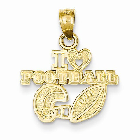 14k Gold I Heart Football Pendant, Pendants for Necklace