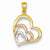 14k Gold Two-tone Rhodium Hearts Pendant, Pendants for Necklace
