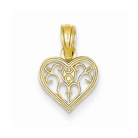 14k Gold Polished & Textured Small Heart Pendant, Pendants for Necklace