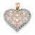 14k Rose Gold Rhodium Plated Diamond Cut Fancy Heart Pendant, Pendants for Necklace