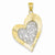 14k Gold Two-tone Diamond Cut Heart pendant, Lovely Pendants for Necklace