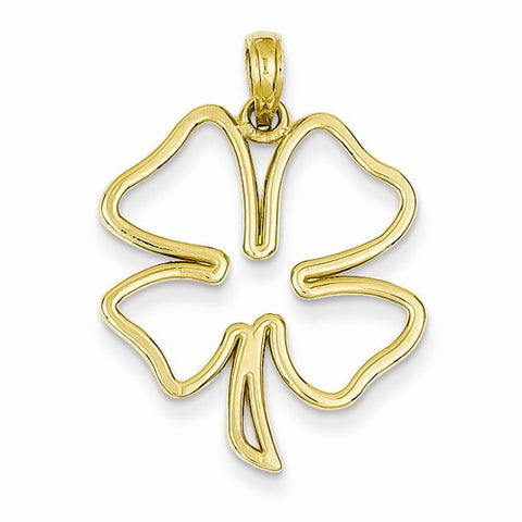 14k Gold Polished Cut Out 4-Leaf Clover Pendant, Pendants for Necklace