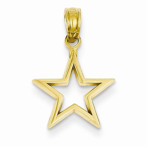 14k Gold Polished Cut Out Star Pendant, Pendants for Necklace