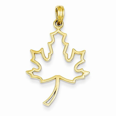 14k Gold Polished Cut Out Maple Leaf Pendant, Pendants for Necklace