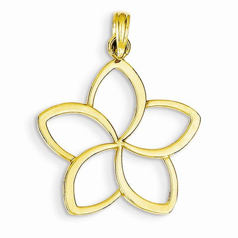 14k Gold Polished Cut Out Flower Pendant, Pendants for Necklace
