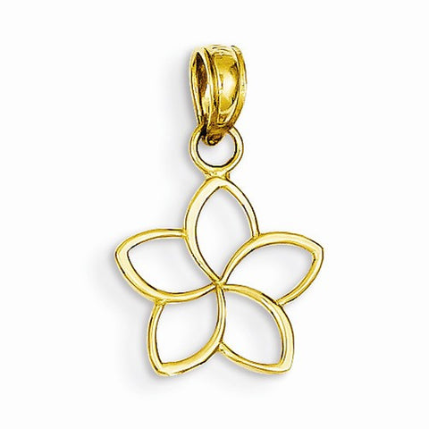 14k Gold Small Polished Cut Out Flower Pendant, Pendants for Necklace