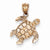14k Rose Gold Diamond Cut Turtle Pendant, Pendants for Necklace