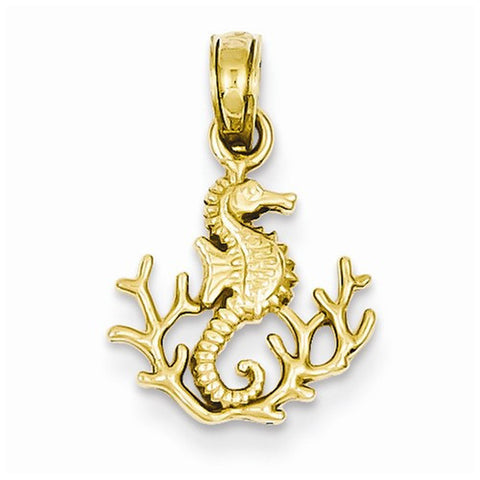 14k Gold Polished Seahorse Pendant, Pendants for Necklace