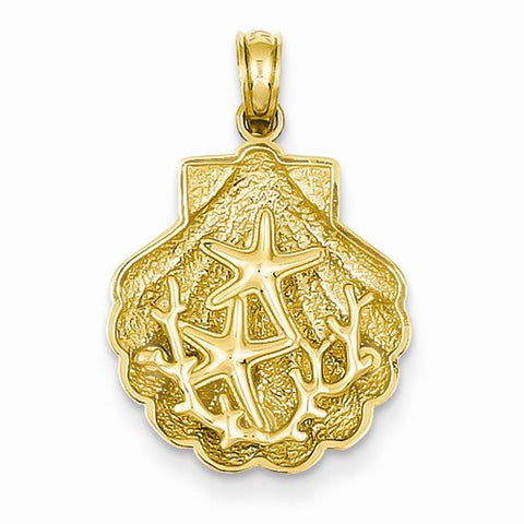14k Gold Starfish in a Shell Pendant, Pendants for Necklace