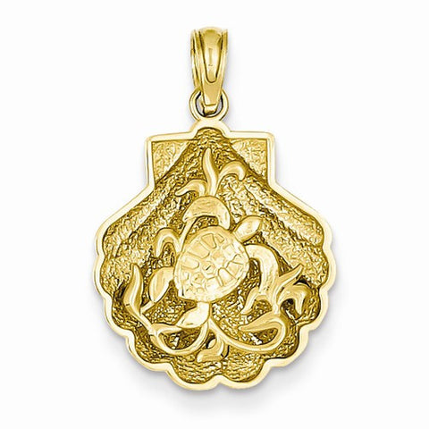 14k Gold Sea Turtle in a Shell Pendant, Pendants for Necklace