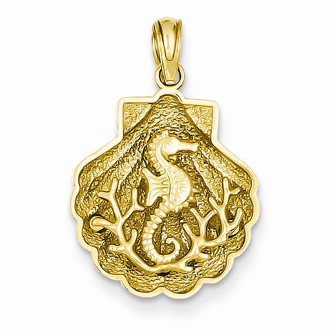 14k Gold Seahorse in a Shell Pendant, Pendants for Necklace